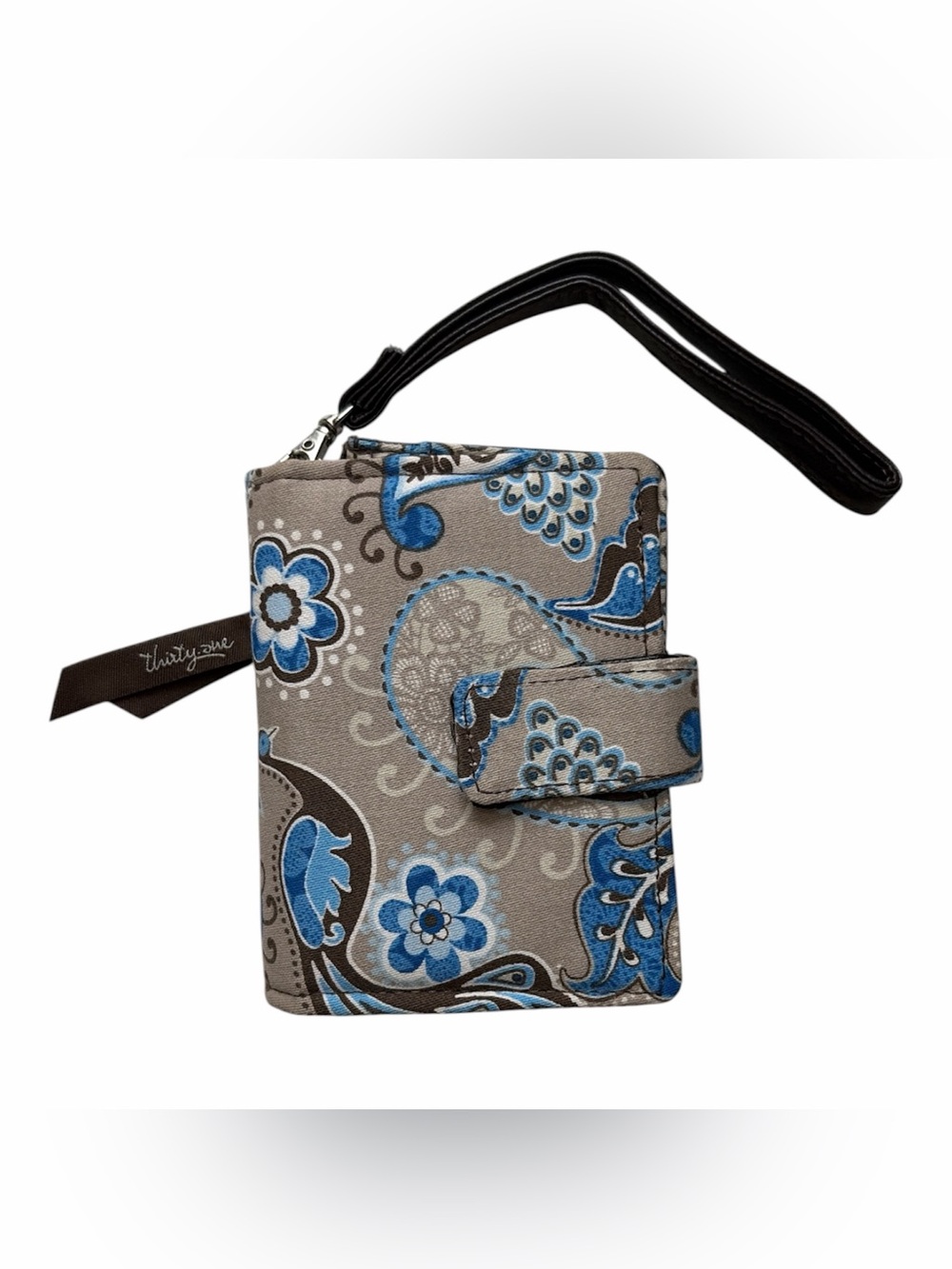Thirty One Blue Paisley Wristlet Wallet